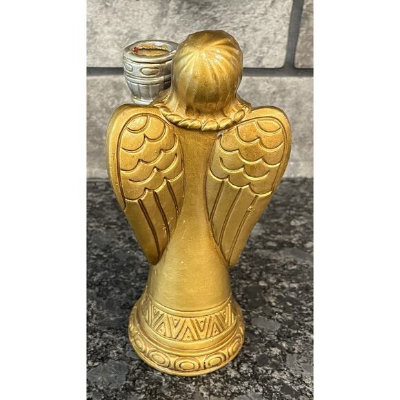 Vintage Schmid Bros Resin Angel Candlestick Taper Candleholder Gold & Silver - Picture 4 of 8